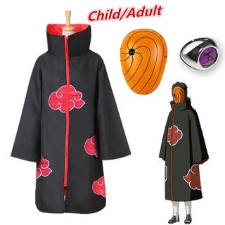 Set áo choàng hóa trang nhân vật Uchiha Obito Tobi Akatsuki trong Naruto dịp Halloween cho người lớn/trẻ em