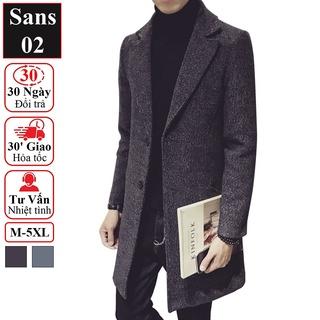 Áo khoác dạ nam hàn quốc dáng dài Sans02 blazer măng tô đen xám mangto trench coat mantle manto big size XXL 3XL 4XL 5XL