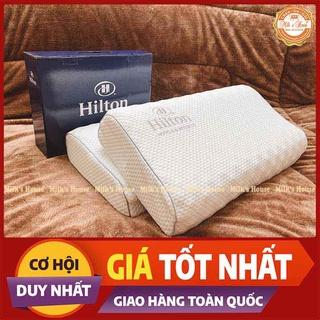 Gối cao su non HILTON [FREESHIP] Gối cao su lượn sóng cao cấp có lỗ thoáng khí và gai massage chống đau mỏi vai gáy