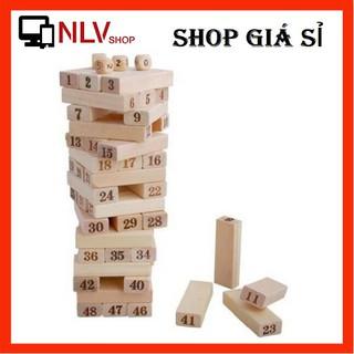 Bộ trò chơi rút gỗ nhỏ 54 thanh/Trò chơi rút gỗ tháp xếp hình 100% chất liệu gỗ tự nhiên kèm xúc xắc.