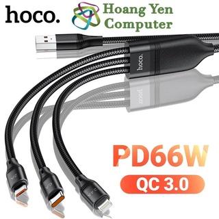 Cáp Sạc 3 Đầu Hoco U104 (IP - Micro - Type C ) - Cổng Type C Sạc Nhanh 66W - Hoàng Yến Computer