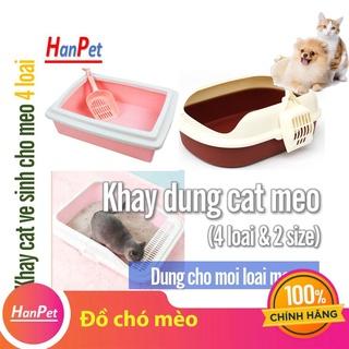 HN - Khay vệ sinh ( 3 loại) Khay đựng cát vệ sinh cho mèo tặng kèm 1 xẻng xúc cát mèo Màu ngẫu nhiên