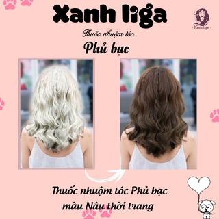 Thuốc nhuộm tóc Phủ bạc màu Nâu đen, Nâu lạnh, nâu mật ong, nâu tây, Nâu socola  tặng oxy trợ nhuộm Xanh.liga