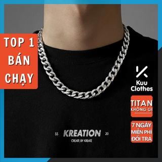 Vòng Cổ Nam Nữ Dây Chuyền Cuban Basic Chuỗi Trơn Bản Lớn HipHop Thời Trang Kuu Clothes Màu Bạc Đẹp Chất Liệu Titan