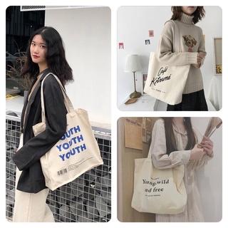 Túi tote vải đeo vai phong cách Hàn Quốc canvas bag giá rẻ đẹp đi học