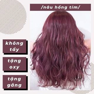 Thuốc nhuộm tóc màu nâu hồng tím không tẩy (tặng trợ nhuộm, găng tay)