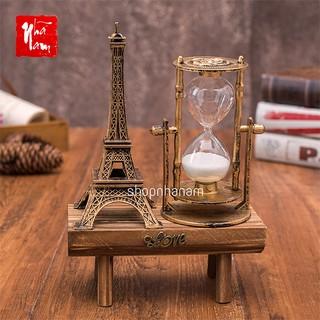 Đồng hồ cát khung gỗ phụ kiện trang trí tặng kèm tháp Eiffel