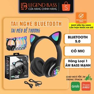 Tai Nghe Chụp Tai Mèo Bluetooth Có Mic Chơi Game, Headphone Tai Mèo Thế Hệ Mới Có Led Cao Cấp, Âm Thanh Cực Đỉnh