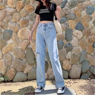 quần jeans nữ phối rách