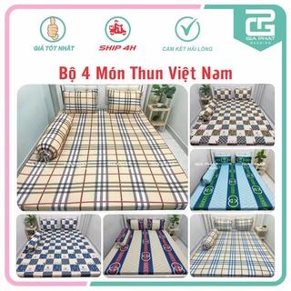 [ Link 1-Kẻ Sọc ] Bộ Ga Giường 4 món Thun Lạnh Việt Nam ( 1 ga + 2 áo gối nằm + 1 áo gối ôm)