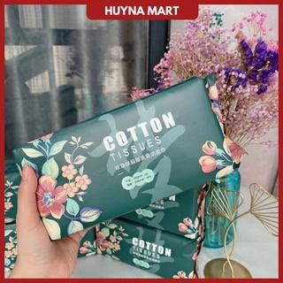 Khăn mặt khô Cotton Tissues dùng 1 lần lau khô, lau ướt - Giấy lau mặt dùng một lần gói 60 tờ 200x200mm