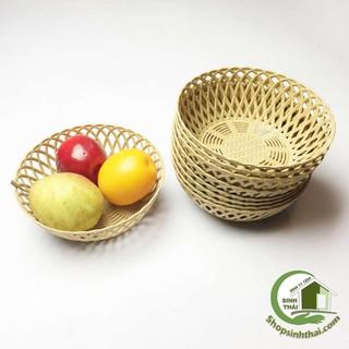 Rổ nhựa tròn giả mây đan cao cấp - rổ đựng trái cây - size trung 21x8cm