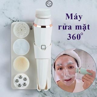 Máy rửa mặt cầm tay mini đa năng máy chăm sóc da mặt massage mặt tẩy trang 4 đầu cọ