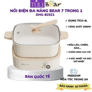 Nồi bếp lẩu nướng điện mini 2 ngăn đa năng Bear C40M1-5L, 7 trong 1, Công suất 1500W, sử dụng cho 5 người, BH 18 tháng