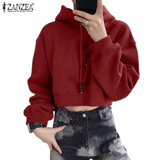 Áo hoodie ZANZEA dáng rộng tay dài phong cách đường phố thời trang cho nữ