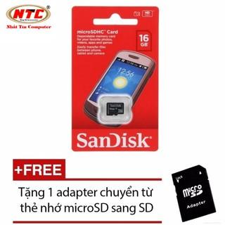 Thẻ nhớ MicroSDHC Sandisk 16GB Class 4 + Tặng 01 adapter microSD