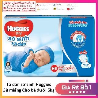 [tặng thêm 10 miếng] Tã dán sơ sinh Huggies mới 58-74 miếng NB58/NB74 (Cho bé dưới 5kg)