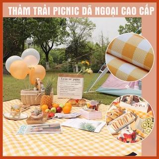 Thảm picnic gấp gọn, dã ngoại, du lịch cao cấp - Chống thấm nước, họa tiết caro, gấp gọn tiện lợi