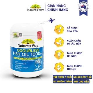 Viên Uống Dầu Cá Nature’s Way Odourless Fish Oil 1000mg Tăng Cường Sức Khoẻ Tự Nhiên Không Mùi Hộp 200 Viên