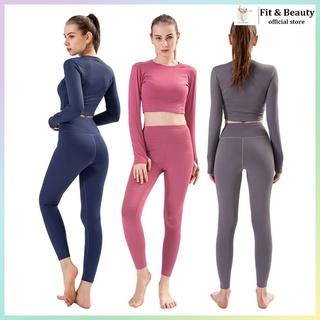 Bộ tập gym yoga nữ dài tay | set tập gym nữ mùa đông quần dài áo croptop tay dài co giãn đa chiều SET01