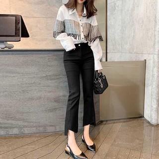 QUẦN BÒ LOE GẤU VẠT LỆCH CHẤT BÒ CO GIÃN TỐT KHÔNG BAI KHÔNG XÙ THỜI TRANG BANAMO FASHION BÒ LOE VẠT LỆCH 462