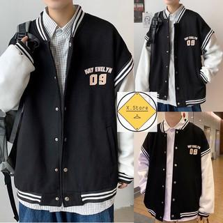 Áo khoác bomber jacket varsity X.store form rộng kiểu dáng unisex nam nữ chất liệu kaki mềm mịn có lót nỉ Kay 09