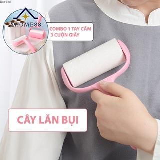 Cây Lăn Bụi Làm Sạch Quần Áo, Ga Giường, Sofa (COMBO 1 TAY CẦM + 3 CUỘN)