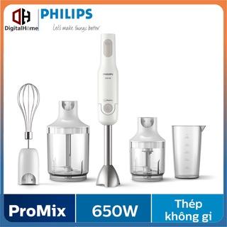 Máy xay cầm tay Philips HR2537/00 ProMix 650W (Trắng) - Đi kèm nhiều cối và đánh trứng - Bảo Hành Chính Hãng 2 Năm