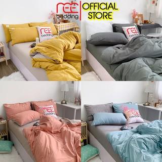 Bộ chăn ga gối Cotton TC REE Bedding trơn 4 món đủ size giường nệm HÀNG LOẠI 1