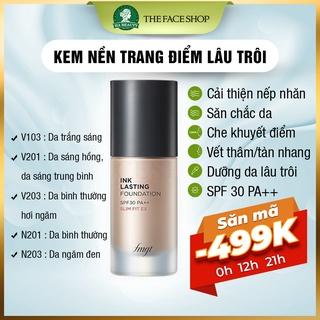 Kem nền lâu trôi The Face Shop Ink Lasting Foundation Slim Fit Ex SPF30 PA++ che khuyết điểm trang điểm đa năng dưỡng ẩm