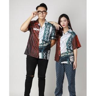 Áo Sơ Mi Unisex Hoạ Tiết Tay Ngắn Cổ Vest Thời Trang nam nữ Vải Lụa Chính hãng Local Brand Mi Midori