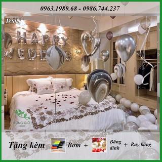 [Mã LIFE121210K giảm 10% đơn 50K] Set Bóng Happy Wedding Trang Trí Phòng Cưới