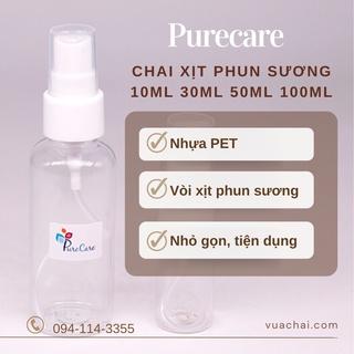 Chai nhựa Vòi xịt phun sương 10ml 30ml 50ml 100ml trong suốt chiết nước hoa tinh dầu xịt khoáng tinh dầu