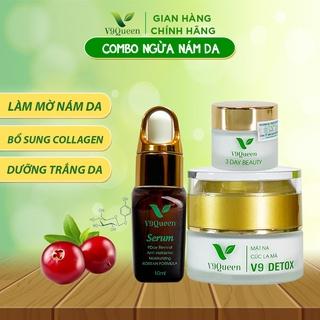 [COMBO] Kem Nám Tàn Nhang V9Queen, Bộ Sản Phẩm Chăm Sóc Da V9 Detox 30ml, 9Day Revival 10ml, 3Day Beauty 10g