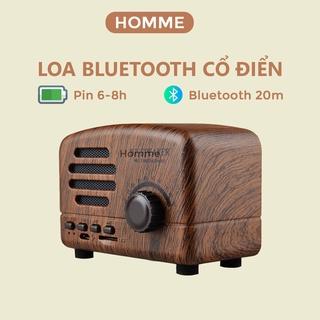 Quà Giáng Sinh Loa Bluetooth mini cổ điển BT01 HOMME vân gỗ vintage decor phòng