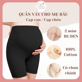 Quần Đùi Bầu Quần Mặc Trong Váy Bầu Cạp Cao Cạp Chéo Cotton Co Dãn Mềm Mại Chung Chỉnh Bụng Freesize Bella Mama Q812