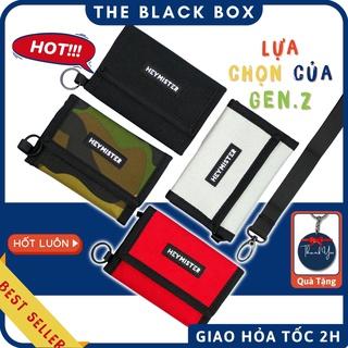 Ví Ngắn Unisex Nam Nữ Gập 3 Mini Có Dây Đeo Cổ, Bóp Phong Cách Trẻ Trung, Nhỏ Gọn Tiện Dụng GenZ - The Black Box