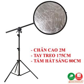 Tay treo giá đỡ tấm hắt sáng cho studio chuyên nghiệp tiện dụng, bộ gồm chân cao 2m, tay treo 175cm và tấm hắt sáng 80cm