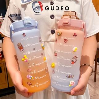 Bình Đựng Nước 2 Lít Chia Vạch Thời Gian Cute Đẹp Nhắc Giờ Uống Nước Đi Học GUDEO