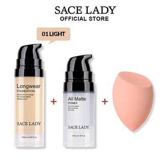 Set kem lót + kem nền và mút trang điểm Sace Lady trang điểm đa năng chuyên nghiệp 15ml