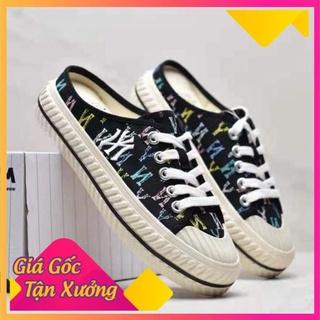 [ XẢ KHO] Giày Sục nữ lười thể thao MLB ny đạp gót màu Đen Hoạ Tiết sneaker nam nữ Hot trend