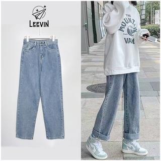 Quần Jean Ống Suông Nữ Form RộngSIMPLE Lưng Cao Ulzzang - Kiểu quần bò nữ baggy jeans cạp cao Leevin Store