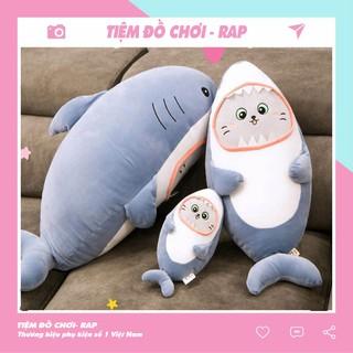 Gấu bông cá mập mặt mèo siêu mềm mịn Baby Shark biểu cảm siêu dễ thương nhiều kích thước - Ráp