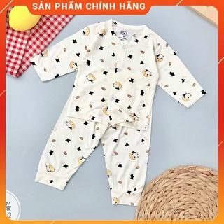 Quần áo sơ sinh dài tay vải pettit tăm tre cúc giữa, đồ bộ dài tay cho bé trai bé gái sơ sinh 0-9 tháng _ B59