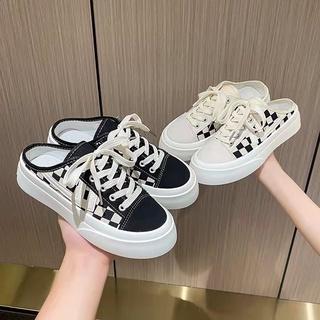 Giày Sục Đạp Gót Nam Nữ ,Sneaker Độn Đế 3cm Đi Học Thể Thao Đẹp Kẻ Ô Vuông Vans