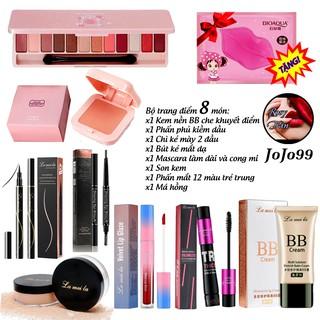 Bộ trang điểm LAMEILA 8 món Kem BB + Phấn phủ + Phấn mắt + Mascara + Chì kẻ mày + Bút dạ kẻ mắt + Son kem + Má hồng