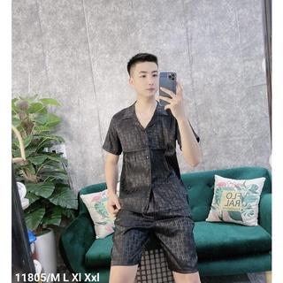 Bộ Đồ Ngủ Cộc Tay Chất Lụa Gấm Cao Cấp, Bộ Đồ Pijama Lụa Cộc Tay Phù Hợp Cả Nam Và Nữ