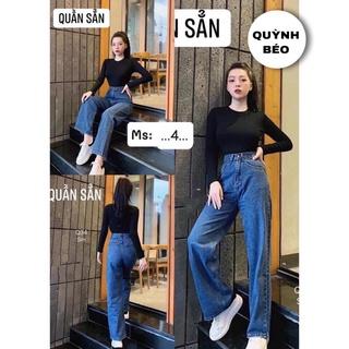 Quần jeans ống rộng túi vuông cạp cao mặc len siêu xinh