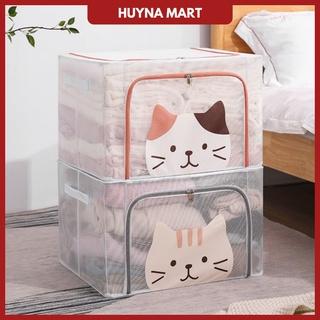 Túi Đựng Quần Áo Chăn Màn Khung Thép Trong Suốt, Cỡ Lớn, Có Thể Gấp Gọn 66L-100L Huyna Mart TD25