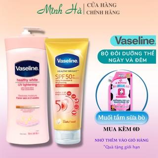 Bộ đôi sữa dưỡng thể ngày và đêm Vaseline Healthy White 725ml & Vaseline 50x Thái Lan 300ml